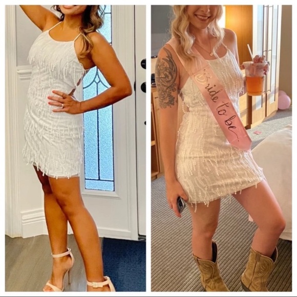 Lulus | Making Magic White Fringe Lace-Up Mini Dress | Medium - Picture 7 of 13